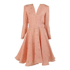 Vintage 1980s Richilene pink & gold silk cloque cocktail dress