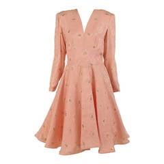 1980s Richilene pink & gold silk cloque cocktail dress 9