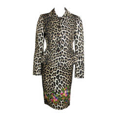 Moschino 1990s Leopard Print Embroidered Dress and Jacket