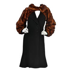 Vintage 1930s Whiskey Mink Fur Sleeve Coat
