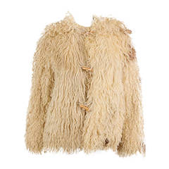 Retro 1970'S Mongolian Curly Lamb Jacket - Size M