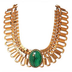 Ela Stone Malachite Gold Necklace