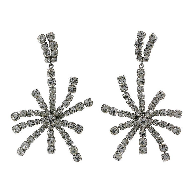 Elegant Pave Starburst Earrings For Sale