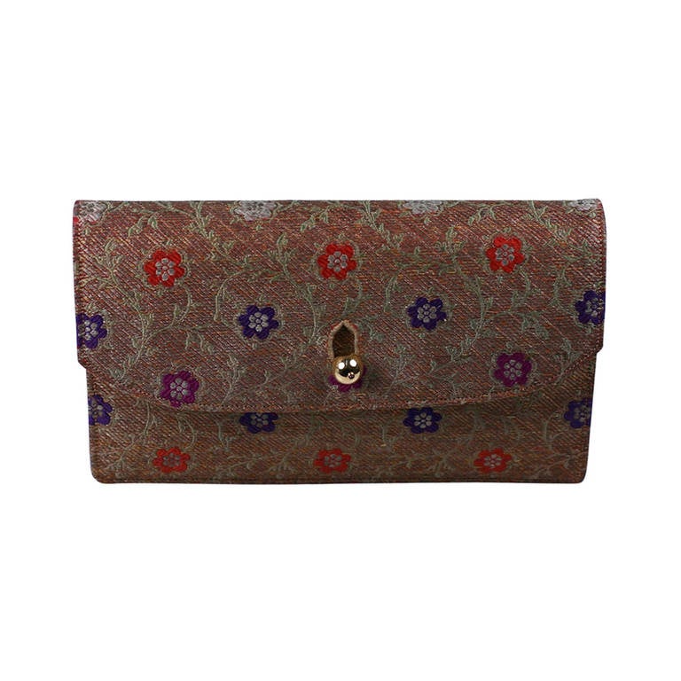 Elegant Silk Clutch with Ruby Clasp For Sale at 1stDibs