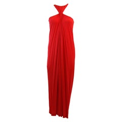 Gorgeous Red Jersey Dress with Gathers and Racer Style Halter