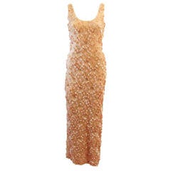 Fabulous Light Pink Wool Sequin Stretch Gown Size 10