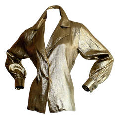 Vintage Yves Saint Laurent Rive Gauche Metallic Liquid Gold Blouse Vintage Yves Saint Laurent Rive Gauche Metallic Liquid Gold Blouse