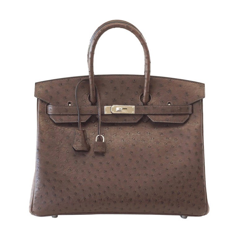 HERMES BIRKIN 35 MARRON FONCE Ostrich Palladium hardware