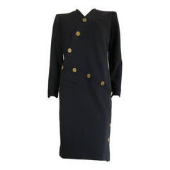 Vintage YVES SAINT LAURENT COUTURE Asymmetrical disk button dress