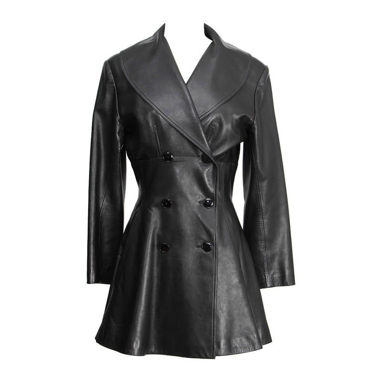 Azzedine Alaïa Trench Coat in black washed lamb leather at 1stdibs