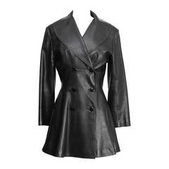Vintage Azzedine Alaïa Trench Coat in black washed lamb leather