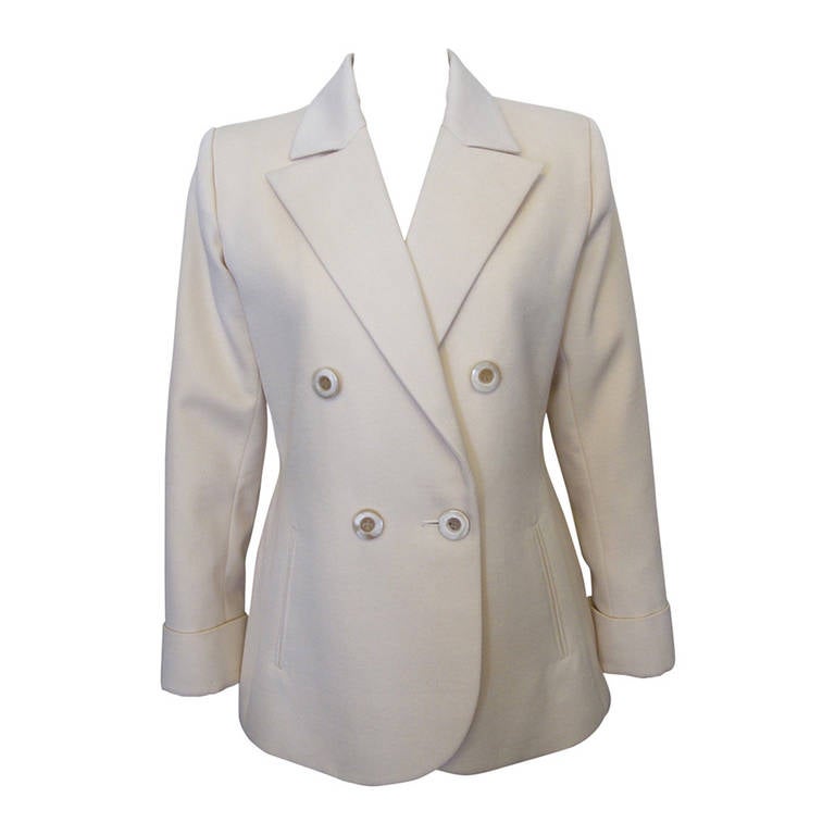 Yves St. Laurent Classic Double Breasted Jacket with Horn Buttons For Sale