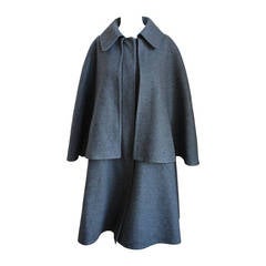 HERMES charcoal grey double faced cashmere cape coat - unworn 7