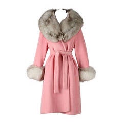 Retro 1960's Lilli Ann Pink Wool Fox Fur Coat