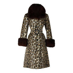 Retro 1960's Leopard Print Faux Fur Coat