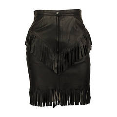 Marley of London 1980s Fringe Leather Skirt