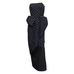VICTOR COSTA Polka Dot Gown with Bow Detail