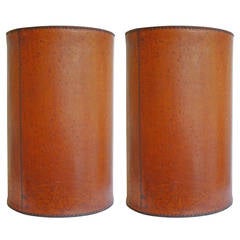 Cognac Leather Wastepaper Basket by Carl Auböck