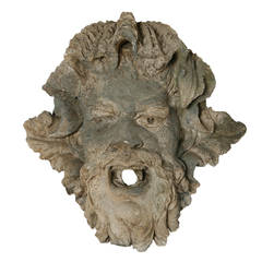 Antique Grotesque Wall Mask from a Wall Fountain, circa 1810