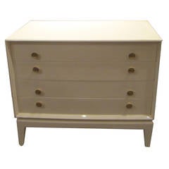 Mid-Century Modern Ivory Lacquered Chest of Drawers