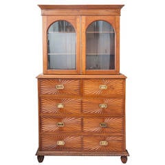 Indo-Portuguese Solid Teak Cabinet over Drawers