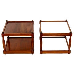 Retro Pair of Reversible Walnut, Brass and Micarta Low Coffee Tables