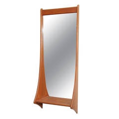 Danish Teak Wall Mirror with Shelf 8