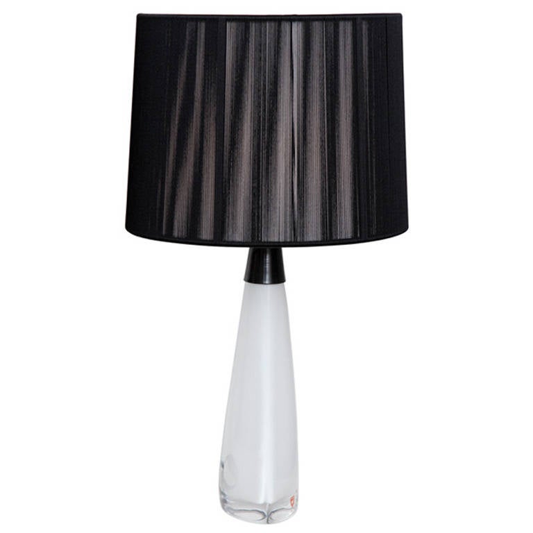 White Cased Glass Carl Fagerlund Lamp for Orrefors For Sale