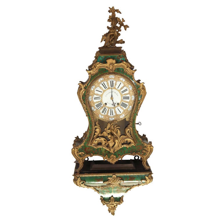 Fine 18th Century French Horn and Gilt Bronze Bracket Clock Stamped Marchand