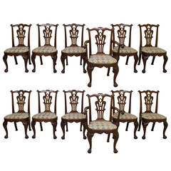 Antique Set of 12 Mahogany Chippendale Style Dining Chairs - STORE CLOSING MAY 31ST