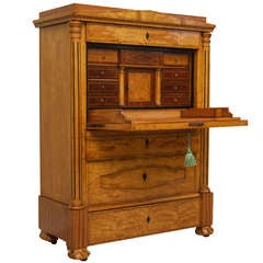 Biedermeier Birchwood & Satinwood Drop Front Secretaire-STORE CLOSING MAY 31ST