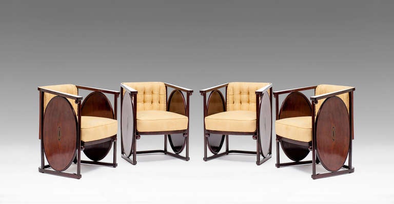 Austrian Koloman Moser, Suite - consisting of 1 Settee, 4 Armchairs, Vienna Secession
