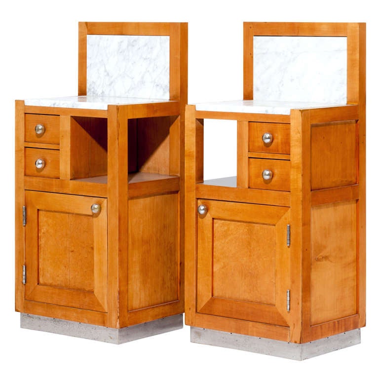 FRANZ MESSNER/SCHOOL OF PROF. JOSEF HOFFMANN
CLEMENS PACHER

SUITE OF BEDROOM FURNITURE
consisting of: 2 beds, 2 nightstands, 1 washstand, 1 cabinet, 1 cabinet with pullout, 2 wardrobes, 2 chairs.

Designed by: Franz Messner, Vienna,