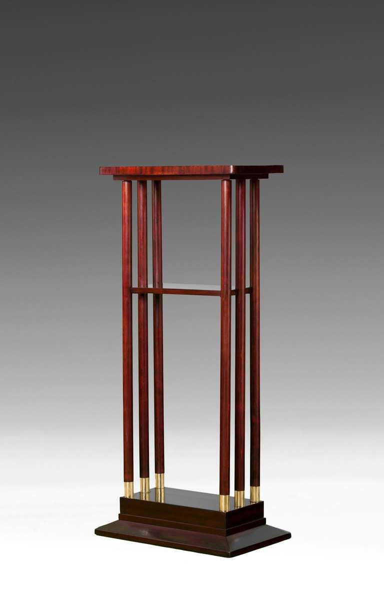 FLOWER STAND / SCULPTURE STAND

Designed and executed: Vienna, around 1905

Solid mahogany and veneer, brass fittings, surface repolished, very nice Viennese cabinet making.

H 123.5 cm, W 55 cm, D 32 cm

Jugendstil, Art Nouveau, Vienna
