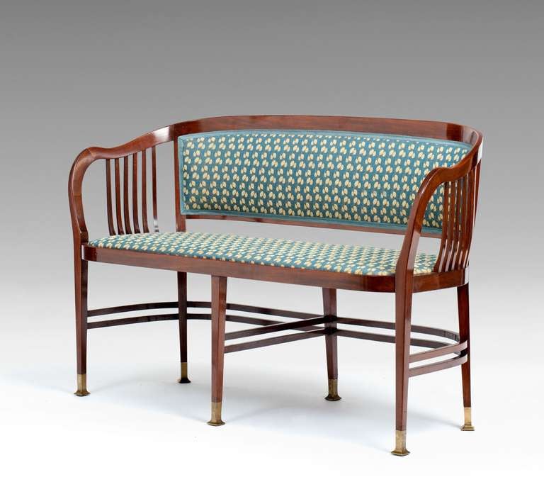 Austrian Joseph Maria Olbrich, Seating Group: bench, 3 armchairs, table; Vienna Secession