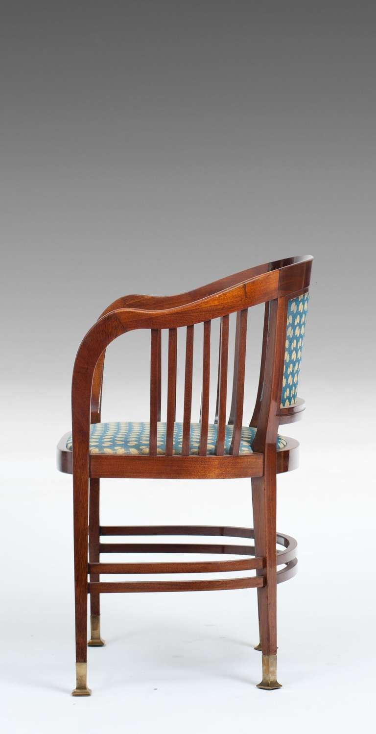 Mahogany Joseph Maria Olbrich, Seating Group: bench, 3 armchairs, table; Vienna Secession