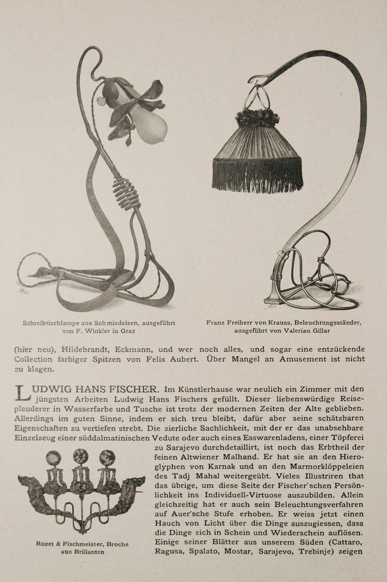 Austrian Rudolf Hammel, F. Winkler, Desk Lamp, Vienna Secession, 1900