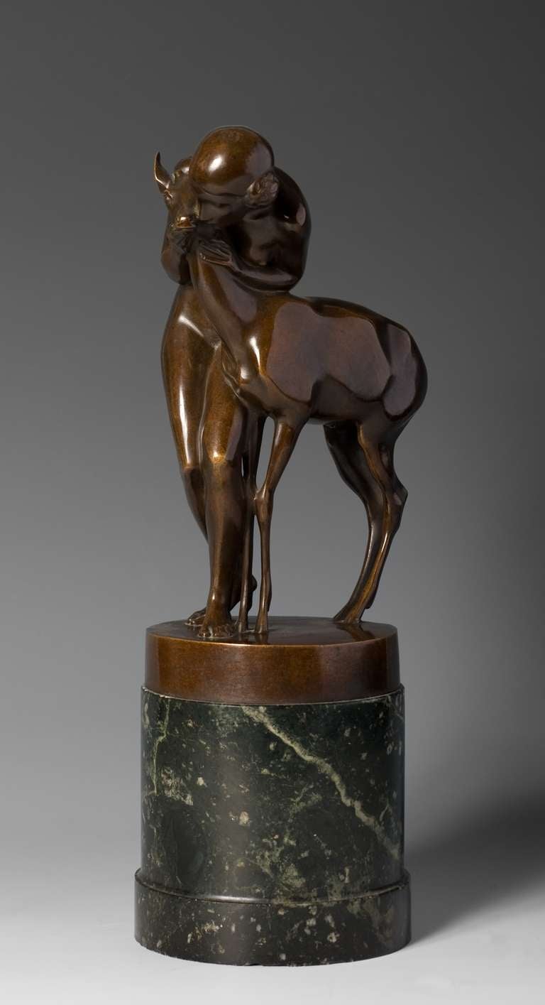 Heinrich Karl Scholz: Brother and Sister Bronze Vienna Secession ca. 1905