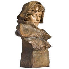 Ciseau an F. Goldscheider: Young Lady With Headscarf and Fur Collar Vienna 1903