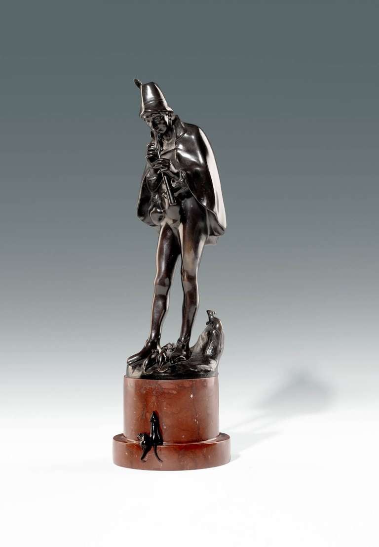 HEINZ MÜLLER
Münster 1872 – 1937 unknown

designed by: Heinz Müller
signed on the backside of the sculpture: H. Müller

bronze, original patina, marble base, excellent original condition

H 29 cm, base 6.5 cm

ref.: Thieme-Becker, Benezit,