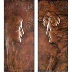 Georg Klimt attr. / A Pair Of Art Nouveau Relief Panels / Vienna, around 1900