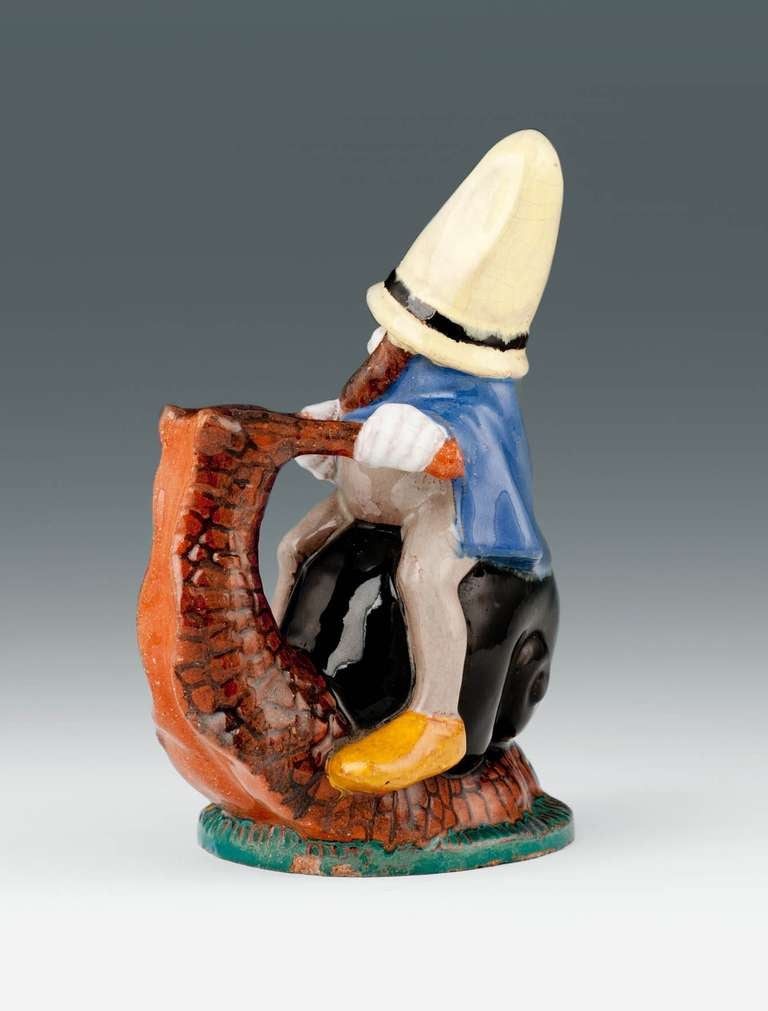 Vienna Secession Bertold Löffler for Wiener Keramik Dwarf Mounted on a Snail, circa 1907-1908 For Sale