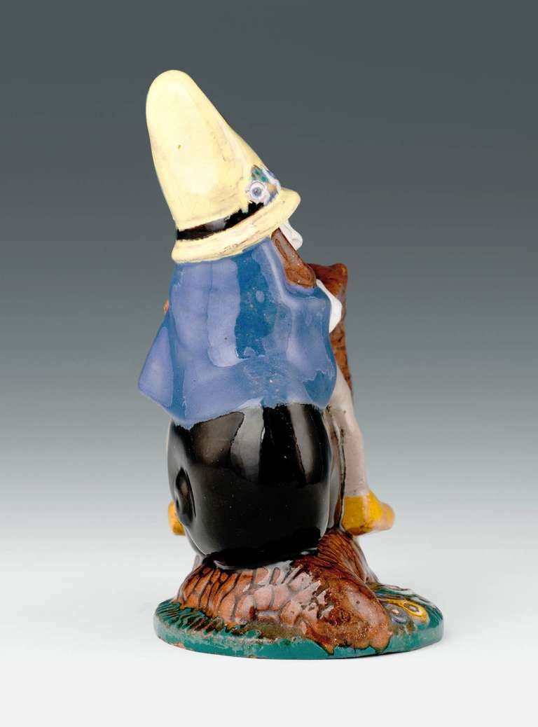 Austrian Bertold Löffler for Wiener Keramik Dwarf Mounted on a Snail, circa 1907-1908 For Sale