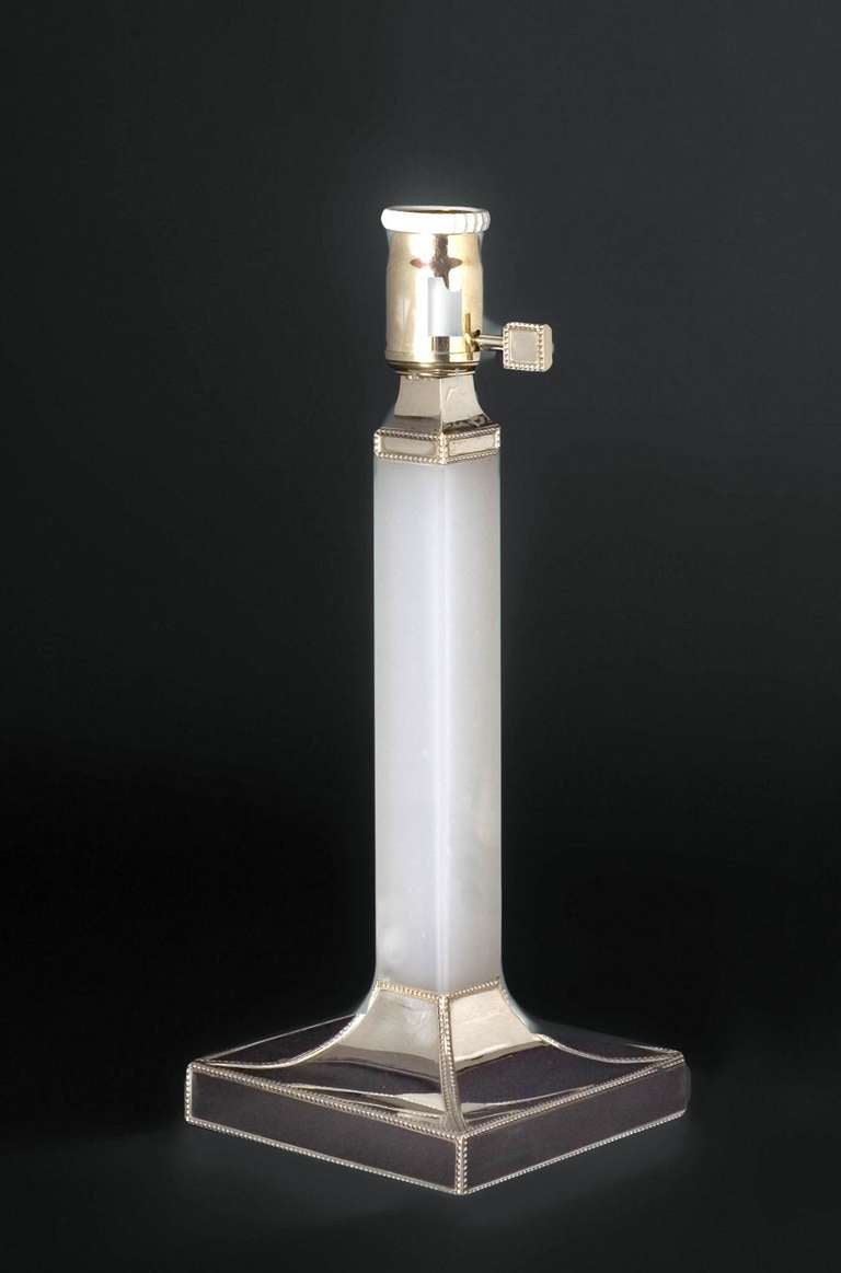 Austrian Josef Hoffmann / Wiener Werkstätte / Silver Table Lamp / Vienna,  1910 For Sale