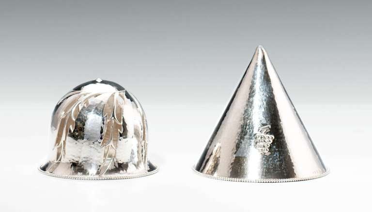 Josef Hoffmann / Wiener Werkstätte Two Silver Bottle Stoppers 1917