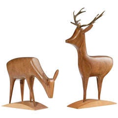 Franz Hagenauer for Werkstätte Hagenauer - Male and Female Deer 1950s