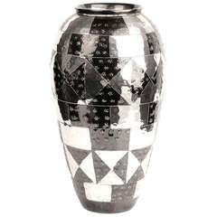 French Art Deco Pattern Vase in the Style of Christofle, 1930s Modernist Design 1