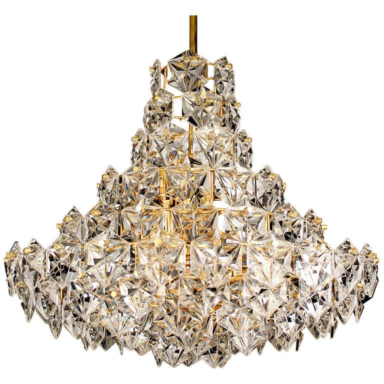 22.5" 11 tiers Kinkeldey Gold Diamond Crystal Chandelier For Sale at
