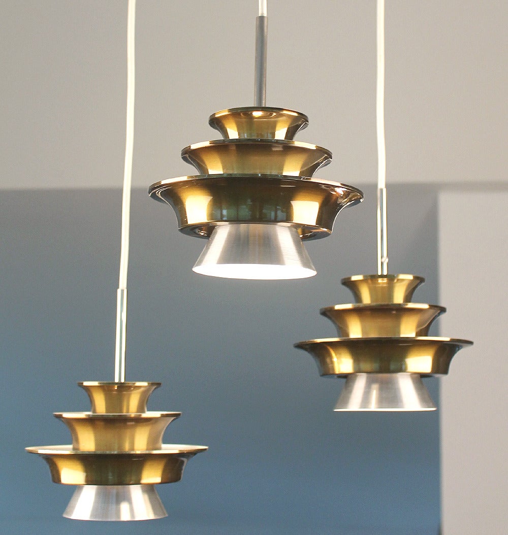  MidCentury Danish Modern 3 Lights Lyfa Chandelier, 1960s Pendant  Light 1