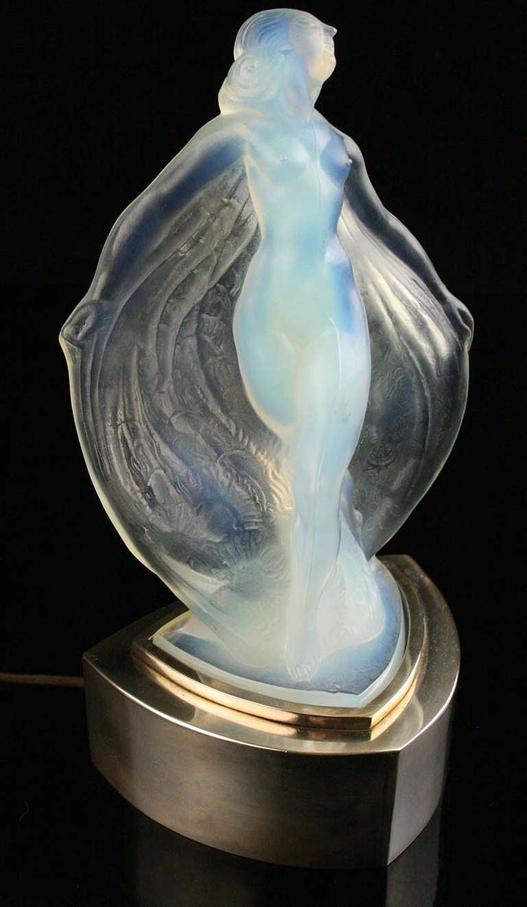 French Art Deco Sabino Woman Figurine Table Lamp Modernist ...